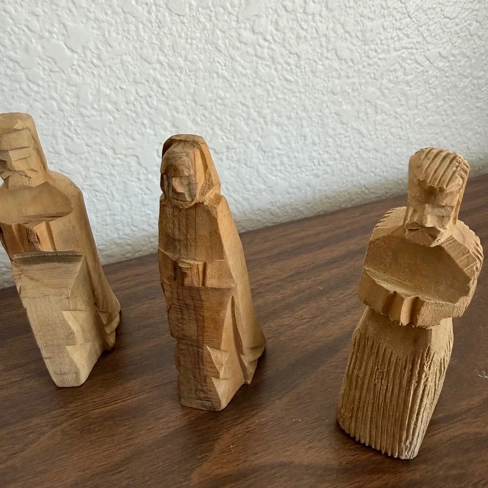 SERRV Jordan Hand Carved Olive Wood Nativity Set 11 Piece Rustic Minimalist